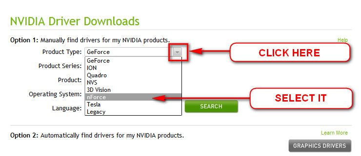 Go to Drivers - Download NVIDIA Drivers, search for nForce, as per your motherboard's chipset specifications.