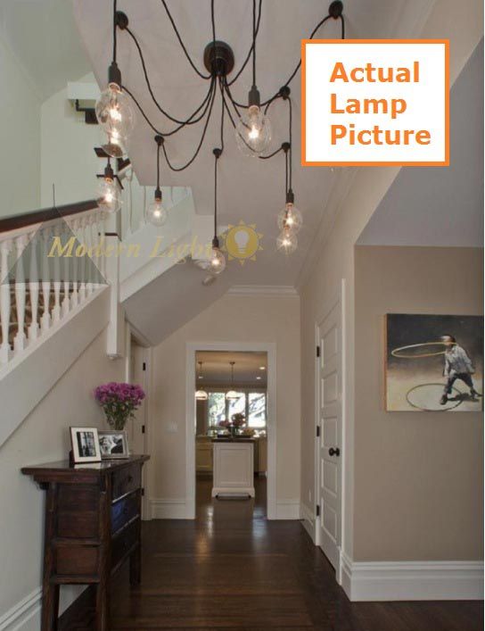 10 Lights Edison Chandelier Pendant Lamp Ceiling Light Bulbs Remote Control