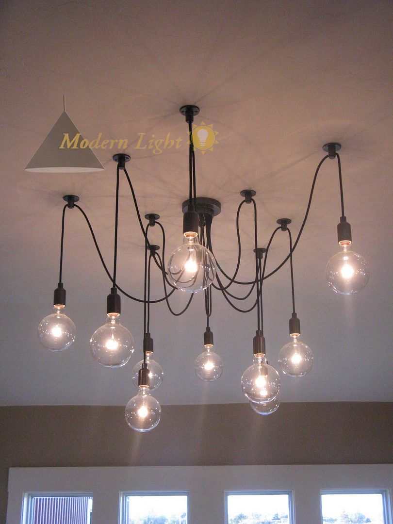10 Lights Edison Chandelier Pendant Lamp Ceiling Light Bulbs Remote