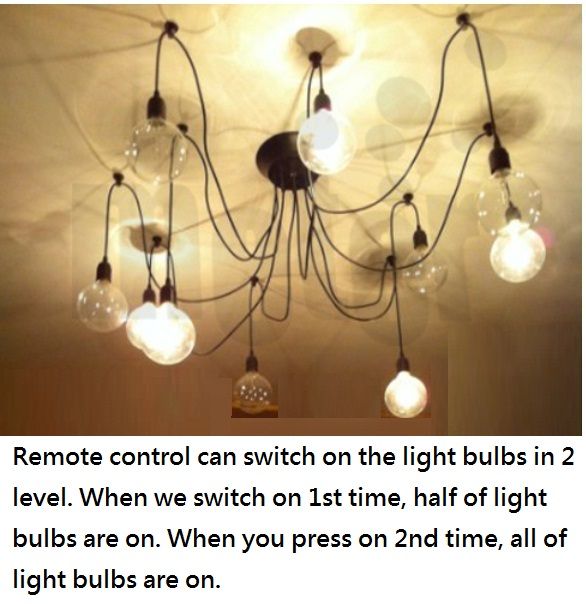 10 Lights Edison Chandelier Pendant Lamp Ceiling Light Bulbs Remote Control eBay