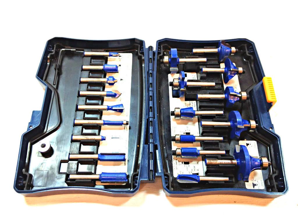 Ryobi 1/4" Shank 20 Piece Router Bit Set Quarter Inch Kit w/ Case No
