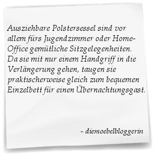 Ausziehbare Polstersessel im Jugendzimmer oder Home-Office als bequemes Gästebett Einzelbett nutzen