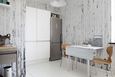 Raumansicht Küche verwittertes Holz Fototapete