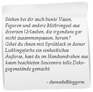 bunte Urlaubsmitbringsel und Souvenirs mit Sprühlack zu farbenprächtigen Wohnaccessoires und Dekogegenständen machen