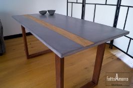  tisch betonplatte mit holzstreifen design küche esszimmer home-office arbeitszimmer
