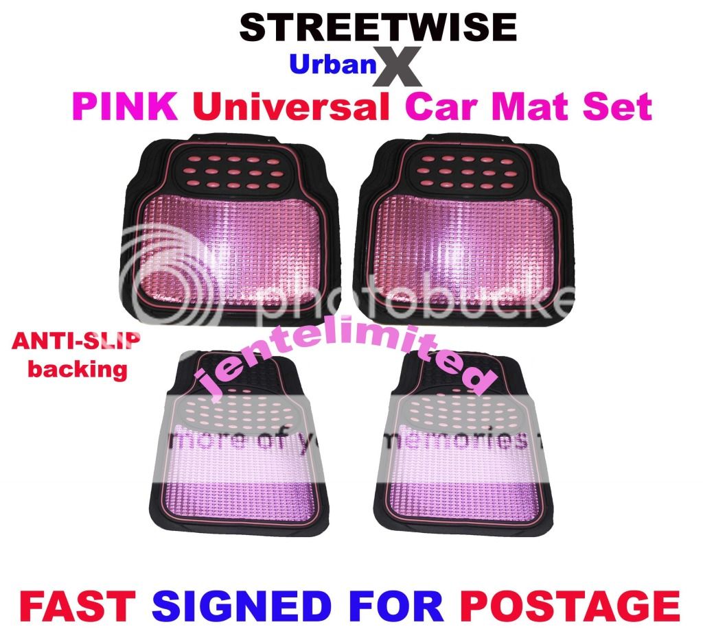 4 Piece Heavy Duty Revelation Pink Metalic Car Mat Mats Set