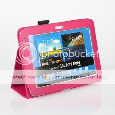 Hot Pink Leather Folio Case Cover with Stand for Samsung Galaxy Note 