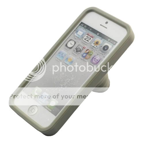 Apple iPhone 5 iPhone 5S Silicone Camera Style Case w Telescopic Stand Gray