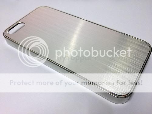 plastic hard case for apple iphone 5 - silver brushed metal