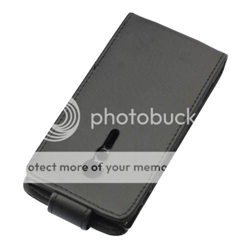 Sony Xperia ion Black Leather Flip Case Pouch